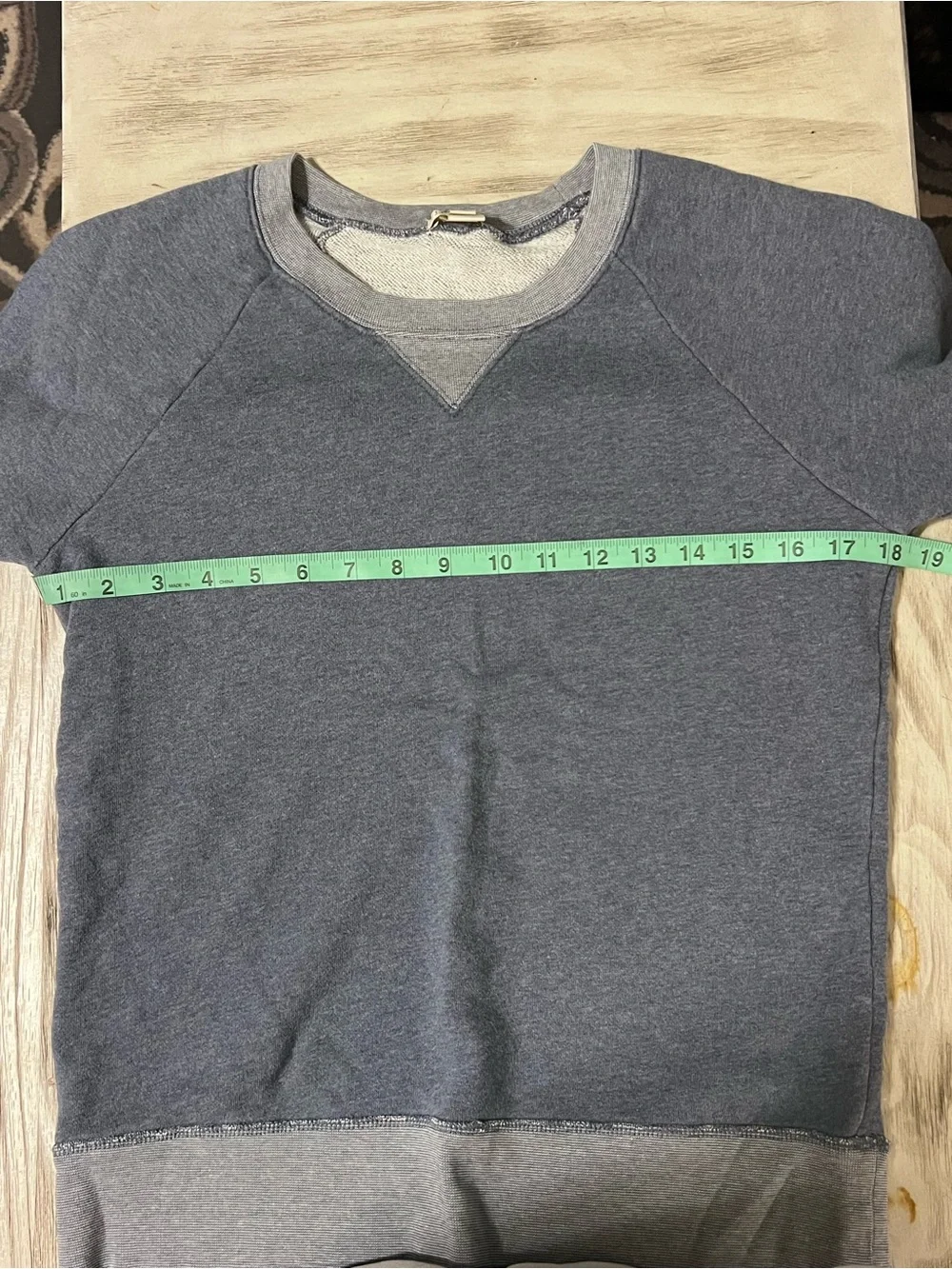 J.Crew XS Gray Cotton Raglan Crewneck Sweatshirt Contrast Rib Trim